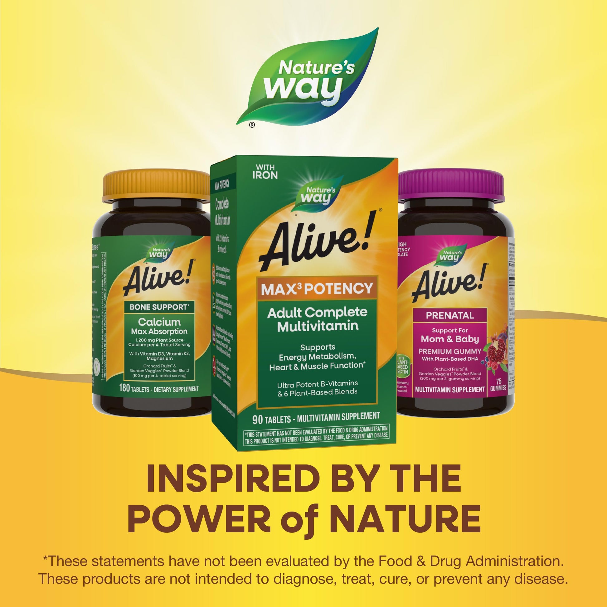 Nature's Way Alive! Max3 Potency Adult Complete Multivitamin, Ultra Potency B-vitamins to Support Energy Metabolism*, with Methylated B12 and Folate, 180 Tablets - Nirvana Guru