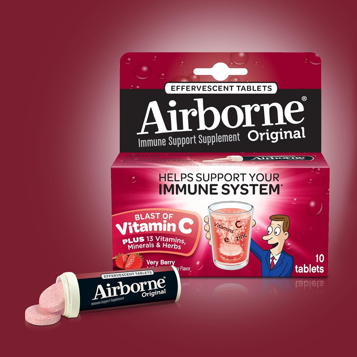 Airborne Immune Support Supplement, Very Berry, 10 Count Nirvana Guru