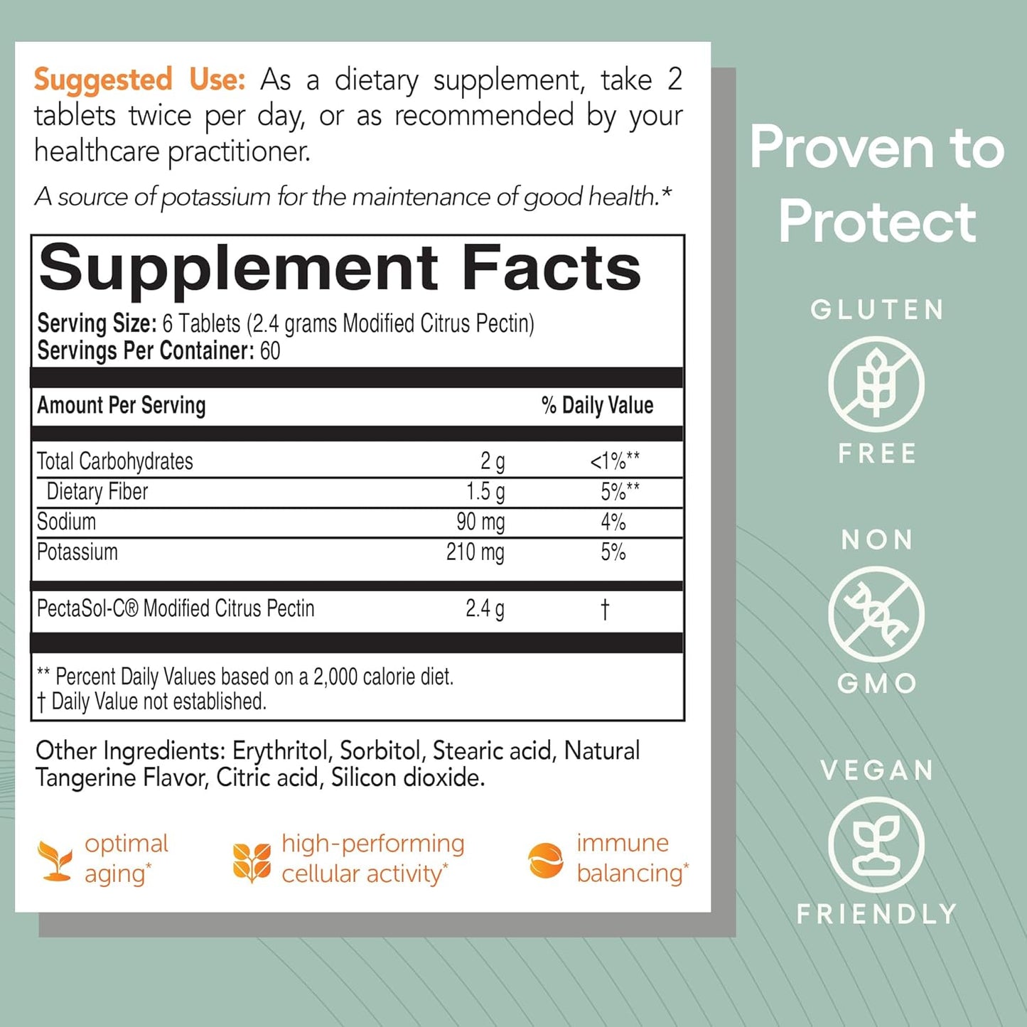 EcoNugenics PectaSol Modified Citrus Pectin – 120 Tangerine Chewable Tablets – Total-Body Health Supplement to Support Heart, Immune System, Inflammation Response + Maintain Healthy Galectin-3 Levels - Nirvana Guru