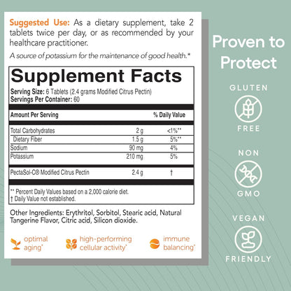 EcoNugenics PectaSol Modified Citrus Pectin – 120 Tangerine Chewable Tablets – Total-Body Health Supplement to Support Heart, Immune System, Inflammation Response + Maintain Healthy Galectin-3 Levels - Nirvana Guru