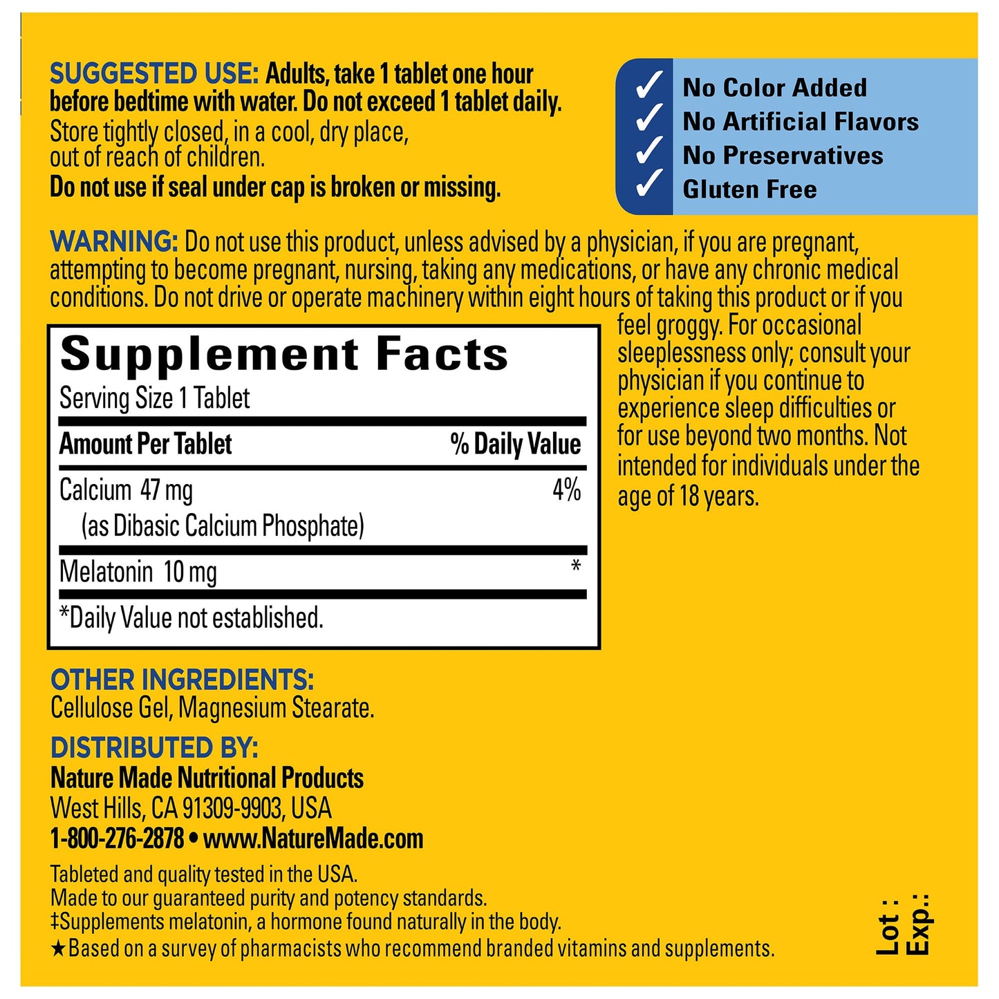 Nature Made Melatonin 10mg Maximum Strength Tablets, 100% Drug Free Sleep Aid for Adults, Melatonin for Adults, 70 Count, 70 Day Supply - Nirvana Guru