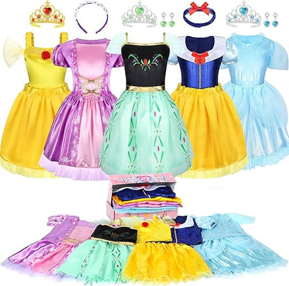 Princess Dress Up Clothes for Little Girl Role Play Costume Gift Set Princess Dress Up Toys for Toddler Girls Nirvana Guru