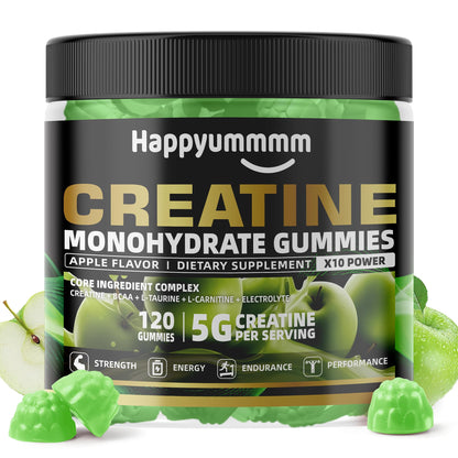 Creatine Monohydrate Gummies 5000mg for Men & Women, Chewables Creatine Monohydrate for Muscle Strength, Muscle Builder, Energy Boost, Pre-Workout Supplement(90 Count)-Strawberry.