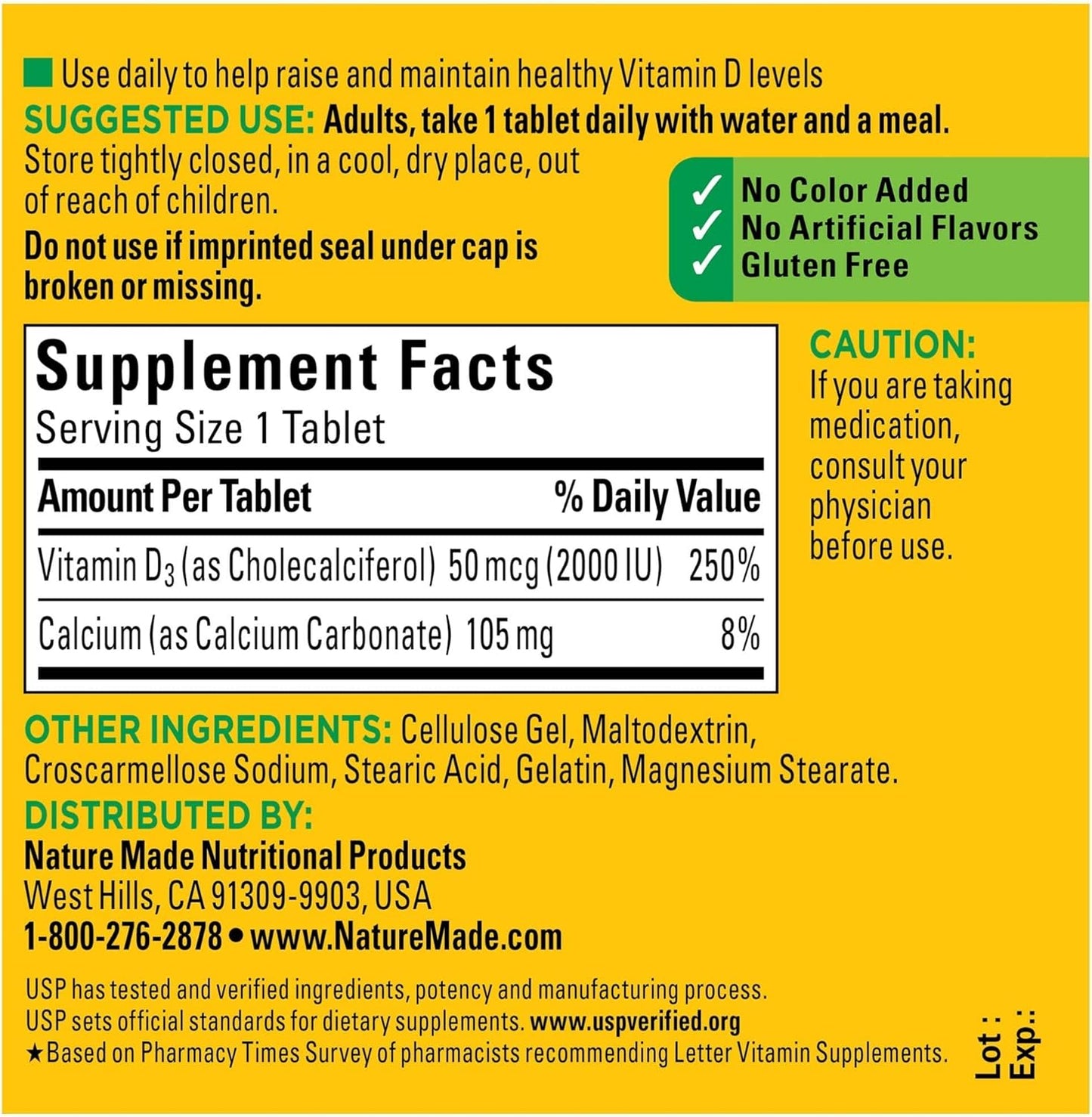 Nature Made Vitamin D3 2000 IU (50 mcg), Dietary Supplement for Bone, Teeth, Muscle and Immune Health Support, 400 Tablets, 400 Day Supply - Nirvana Guru