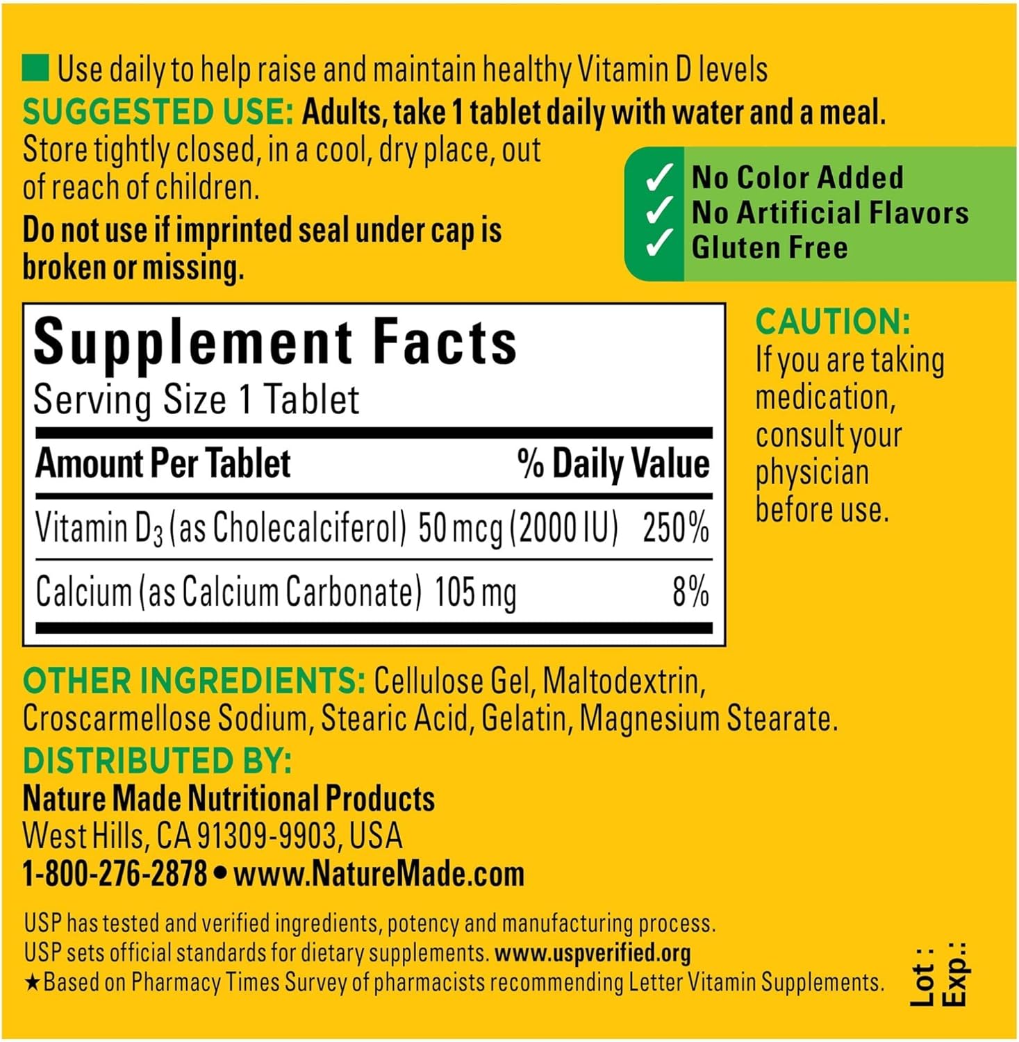 Nature Made Vitamin D3 2000 IU (50 mcg), Dietary Supplement for Bone, Teeth, Muscle and Immune Health Support, 400 Tablets, 400 Day Supply - Nirvana Guru