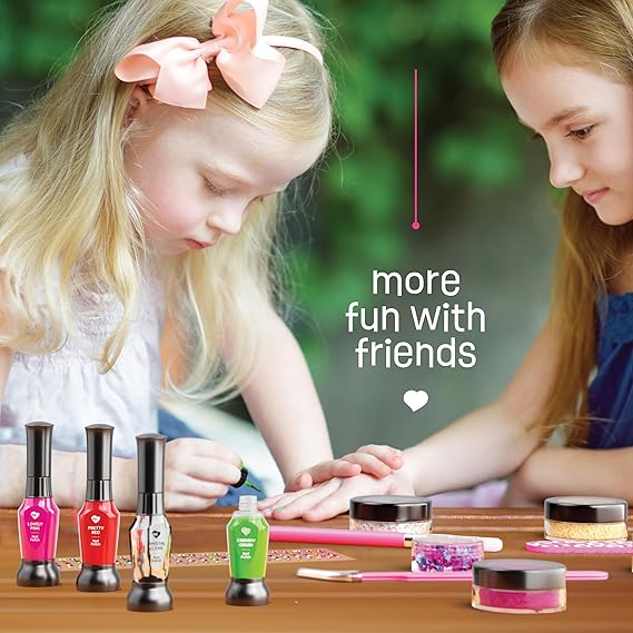 Nail Art Studio for Girls - Birthday Gift - Nail Polish Kit for Kids Ages 7-12 Years Old - Girl Gifts Ideas - Gift Set - Girly Stuff - Polish, Pens, Glitter, Stickers, Gems, Filer - 8 9 10 11 12 Year nirvanaguru