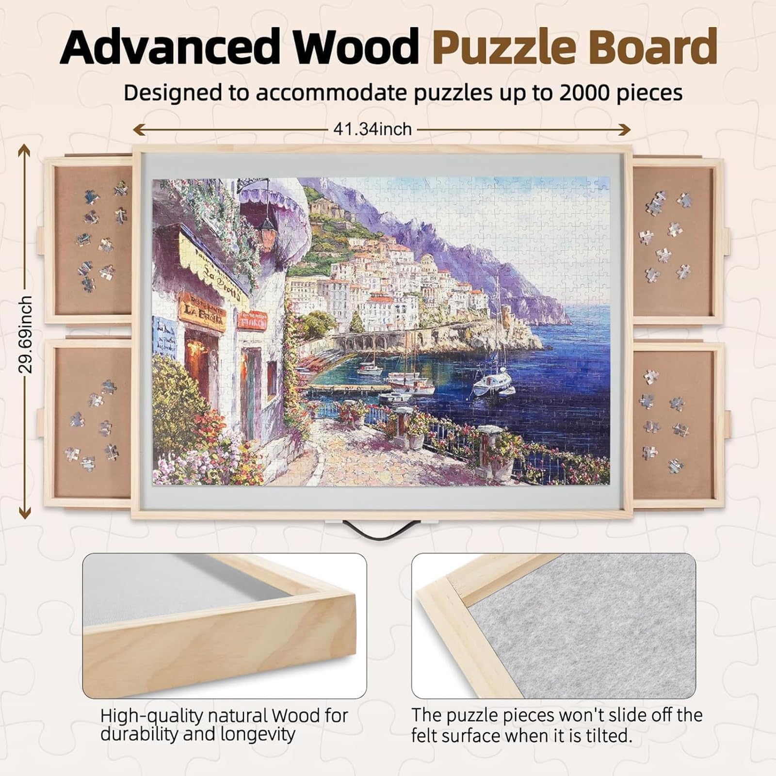 ALL4JIG 1500 Piece Rotating Puzzle Board with Drawers and Cover,25"x34"Portable Wooden Jigsaw Puzzle Table for Adults Portable,Lazy Susan Spinning Puzzle Boards Birthday Gift for mom Nirvana Guru