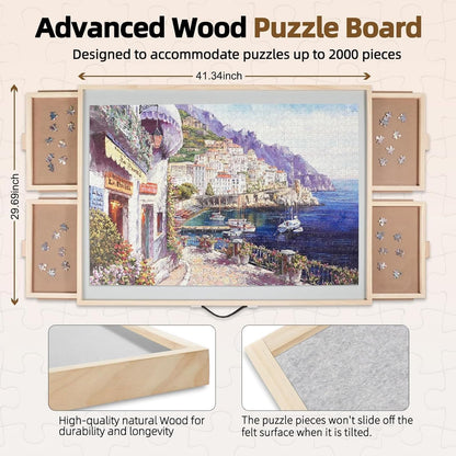 ALL4JIG 1500 Piece Rotating Puzzle Board with Drawers and Cover,25"x34"Portable Wooden Jigsaw Puzzle Table for Adults Portable,Lazy Susan Spinning Puzzle Boards Birthday Gift for mom Nirvana Guru