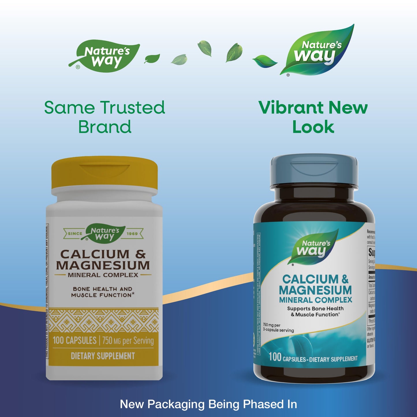 Nature's Way Calcium & Magnesium Mineral Complex, Supports Bone Health & Muscle Function,* 750 mg per 3-Capsule Serving, 250 Capsules (Packaging May Vary) - Nirvana Guru