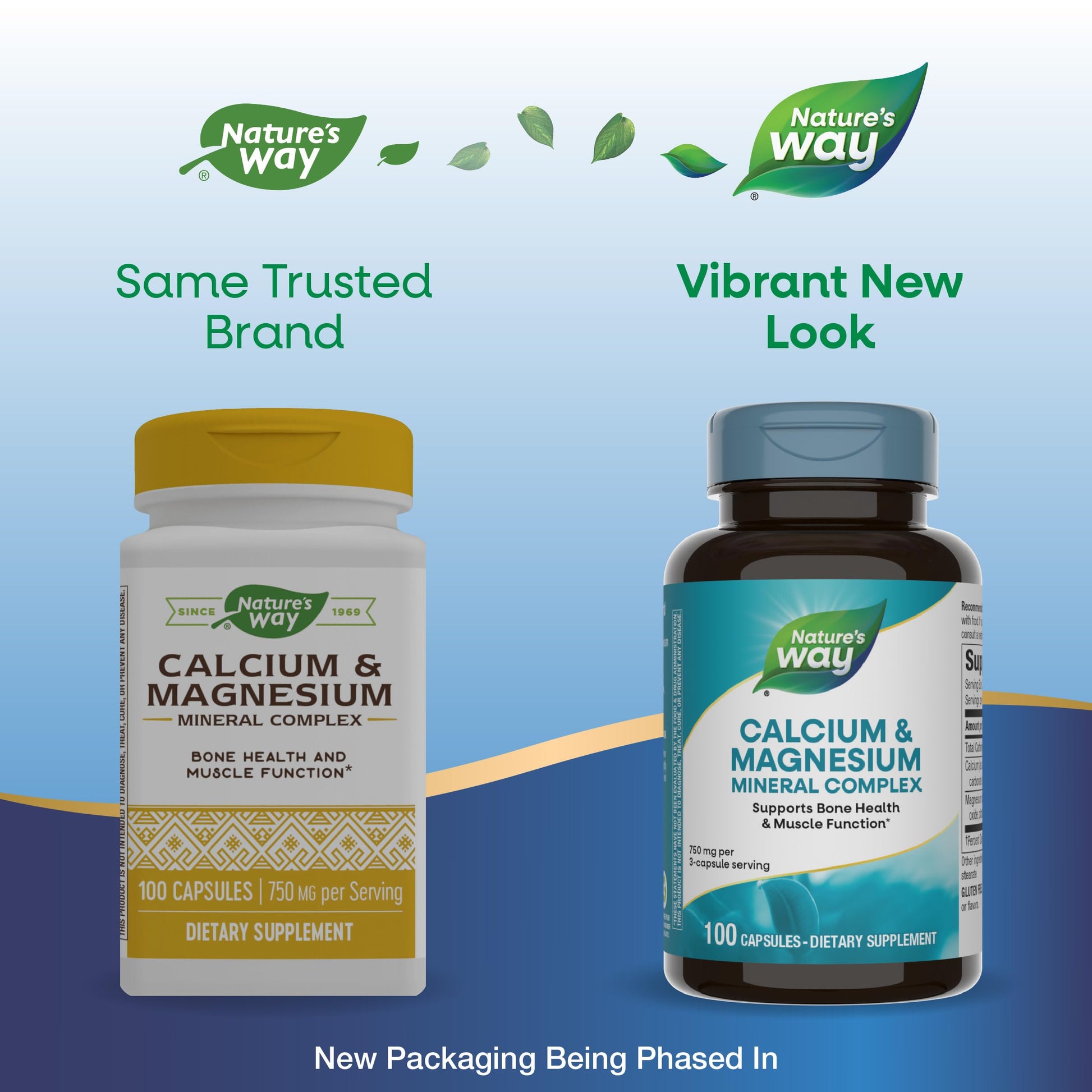 Nature's Way Calcium & Magnesium Mineral Complex, Supports Bone Health & Muscle Function,* 750 mg per 3-Capsule Serving, 250 Capsules (Packaging May Vary) - Nirvana Guru