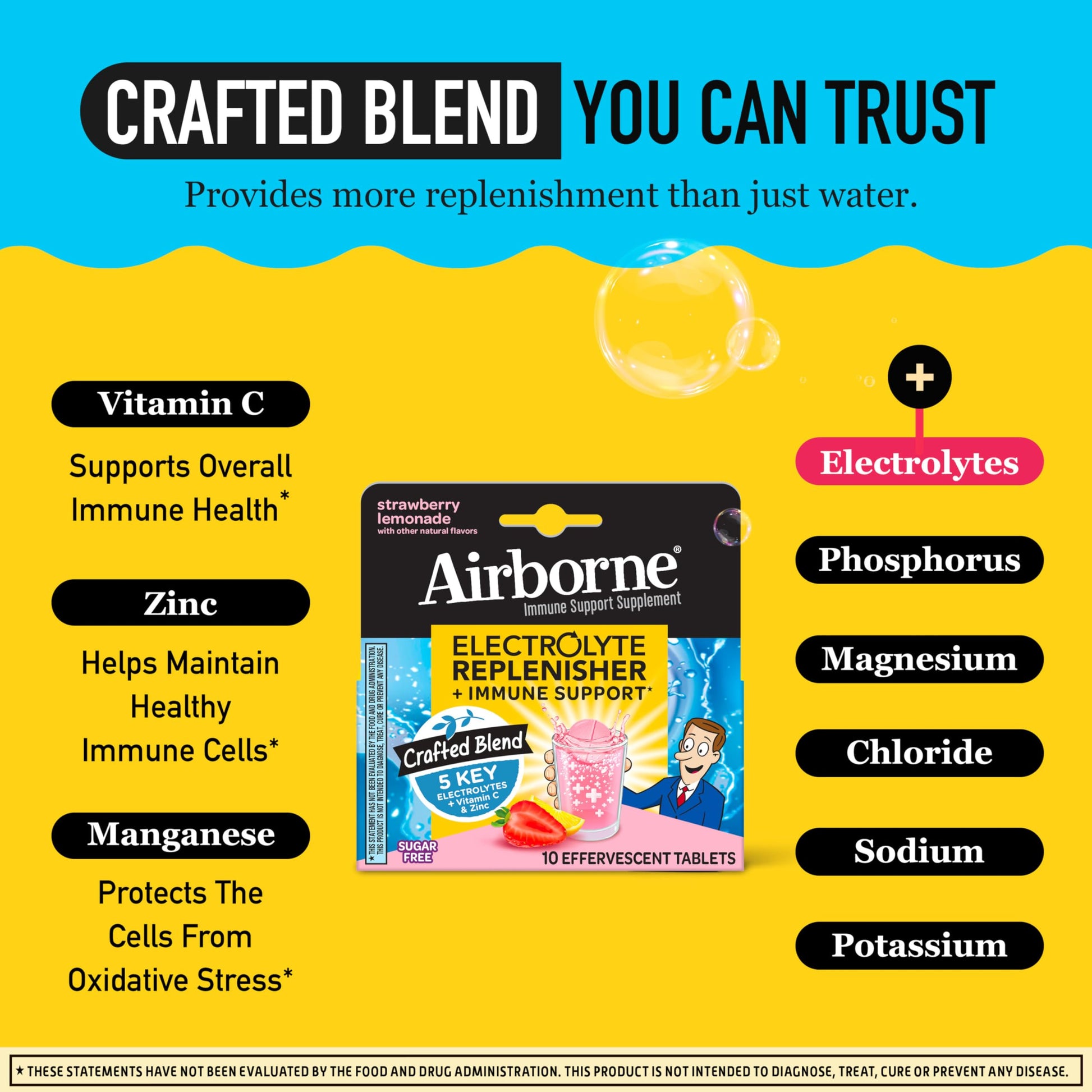 Airborne® Effervescent Tablets - Electrolyte Replenisher - Strawberry Lemon 72/10 ct. Nirvana Guru