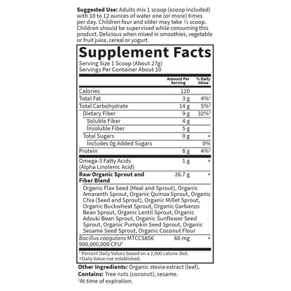 Garden of Life Raw Organic Fiber Powder, 30 Servings, 15 Organic Superfoods, Probiotics, Omega-3 ALA, Soluble and Insoluble Fiber for Regularity, Psyllium Husk Free - Nirvana Guru