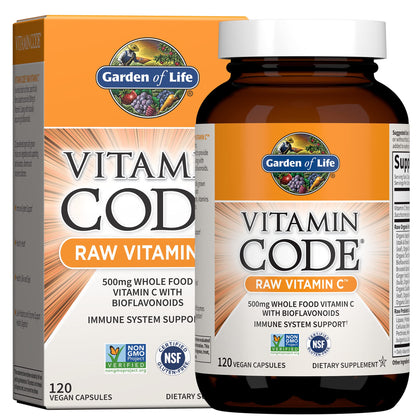 Garden of Life - Vitamin Code Raw VitaminC - 120 Vegan Capsules, 500mg Whole Food VitaminC with Bioflavonoids, Fruits & Veggies, Probiotics, Gluten Free Vitamin-C Supplements for Adults - Nirvana Guru