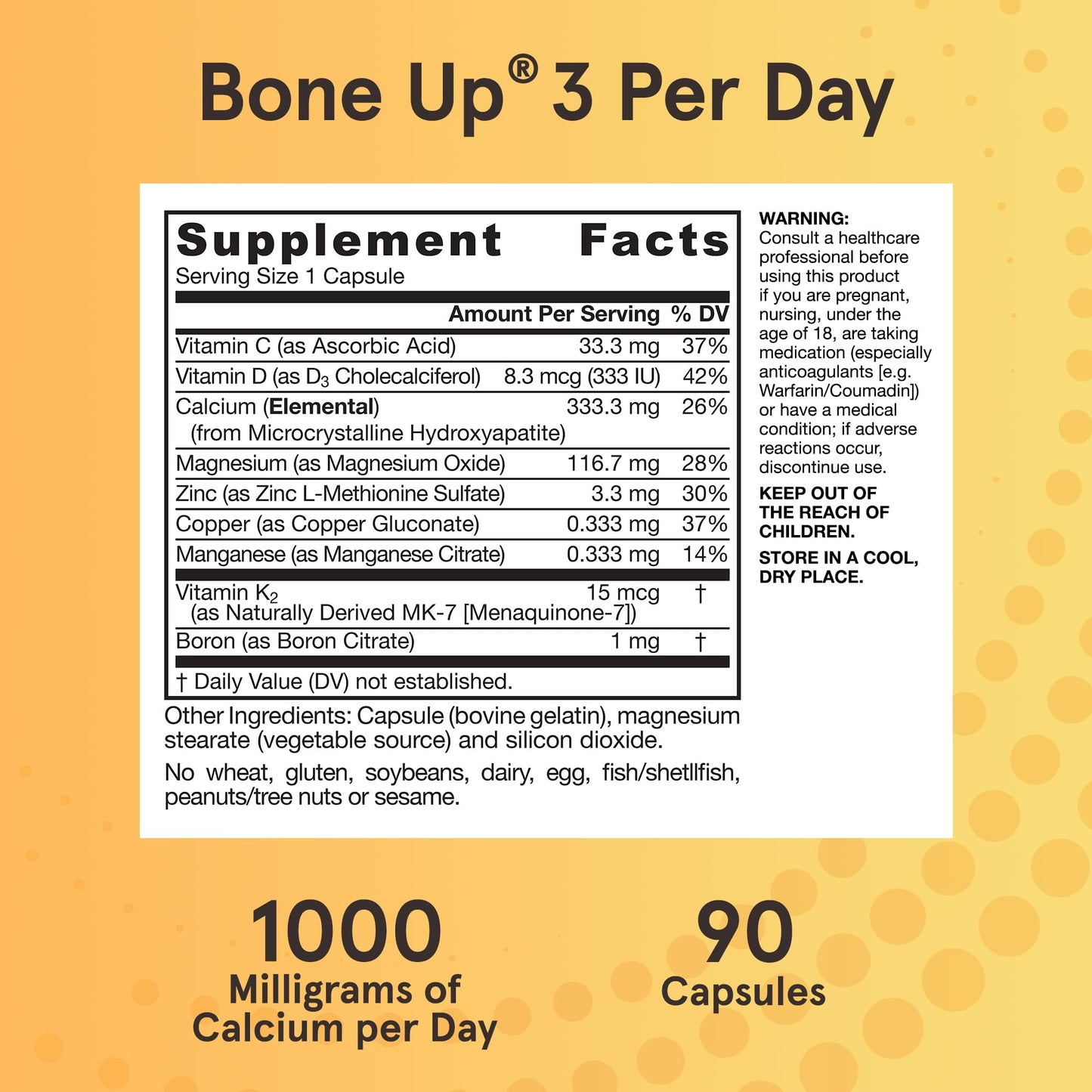 Jarrow Formulas BoneUp Three Per Day For Bone Support and Skeletal Nutrition, Includes Vitamin D3, K2 (as MK-7) and 1000 mg of Calcium Per Day, 180 Capsules, 60 Day Supply - Nirvana Guru