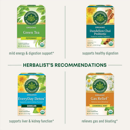 Traditional Medicinals Tea, Organic Peppermint, Soothes Your Belly, Refreshing & Minty, 96 Tea Bags (6 Pack) - Nirvana Guru