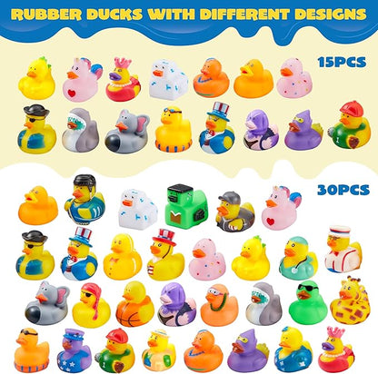 JOYIN 30 Pcs Rubber Ducks, Random Assortment Ducks Bulk with Mesh Carry Bag, Mini Rubber Duckies for Baby Bath Toys, Kids Toddler Summer Pool Toys Birthday Gifts Party Favors nirvanaguru