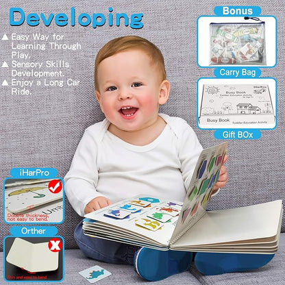 iHarPro Busy Book for Kids, Montessori Toys for Toddlers, Autism Sensory Educational Toys, Toddler Preschool Learning Activity Binder and Early Books - for Boys & Girls Develops Fine Motor Skills nirvanaguru