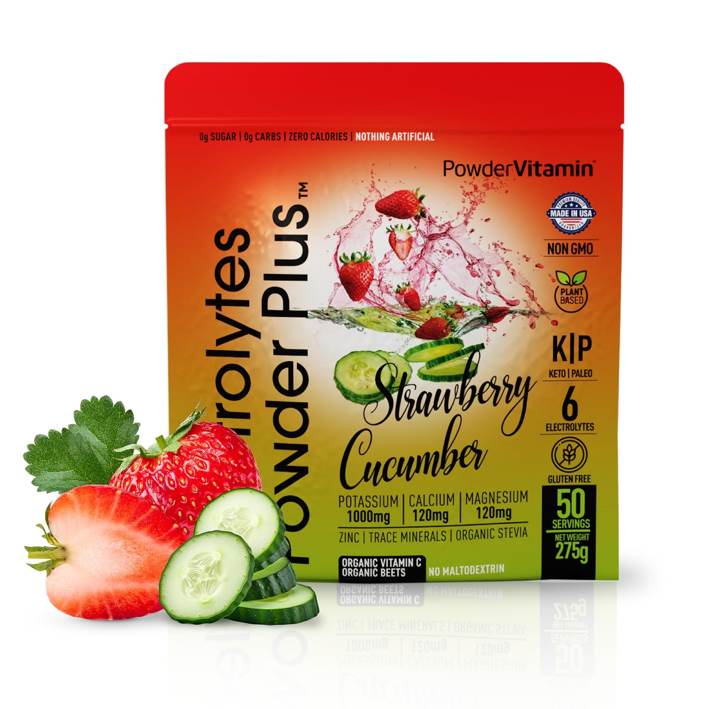 PowerVitamin Lemonade Electrolytes Powder No Sugar for Daily Energy - Keto Electrolytes - Hydration Powder with 1000mg Potassium, 120mg Calcium, Magnesium, Organic Vitamin C, 100 Servings