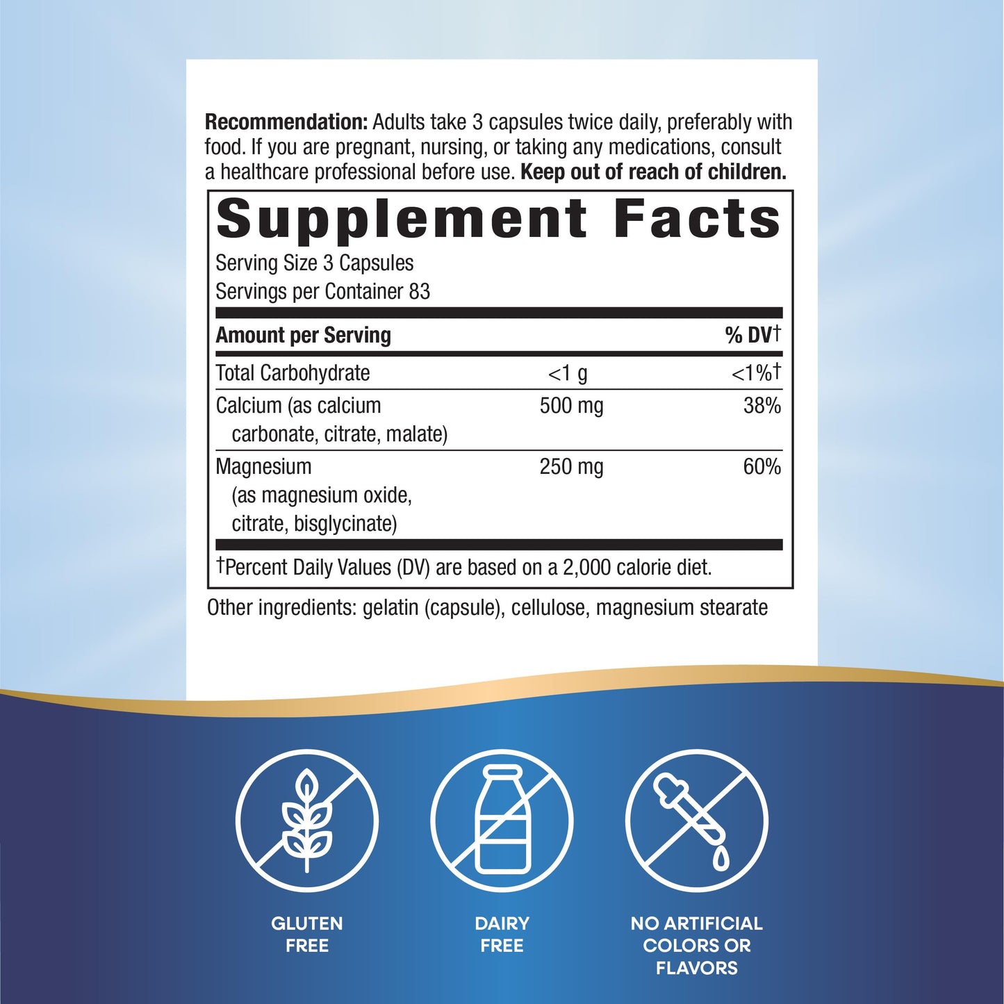 Nature's Way Calcium & Magnesium Mineral Complex, Supports Bone Health & Muscle Function,* 750 mg per 3-Capsule Serving, 250 Capsules (Packaging May Vary) - Nirvana Guru