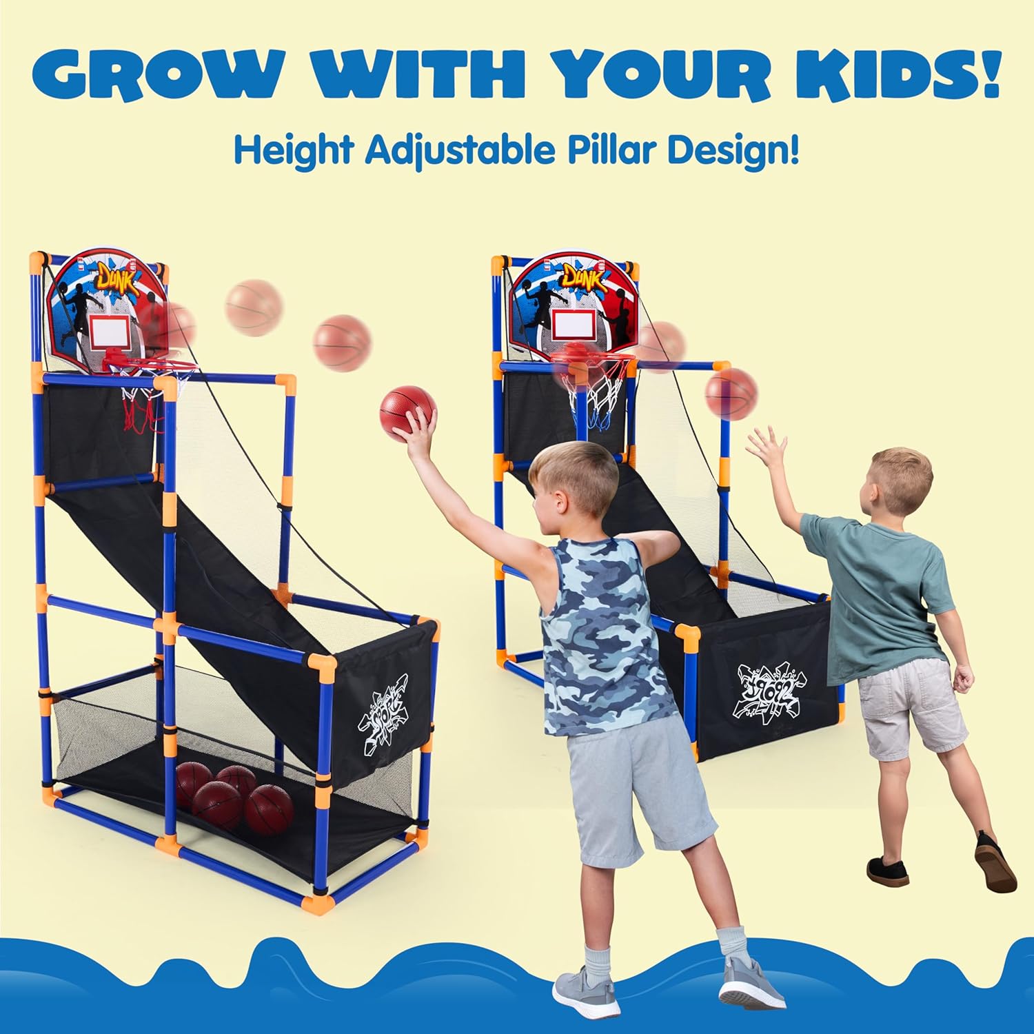 JOYIN Arcade Basketball Game Set with 4 Balls and Hoop for Kids 3 to 12 Years Old Indoor Outdoor Sport Play - Easy Set Up - Air Pump Included - Ideal for Competition Nirvana Guru
