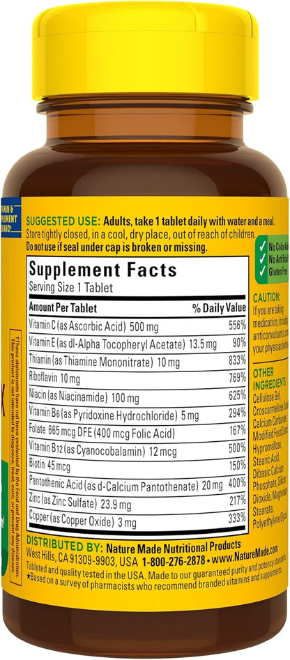Nature Made Stress B Complex with Vitamin C and Zinc, Dietary Supplement for Immune Support, 75 Tablets, 75 Day Supply - Nirvana Guru