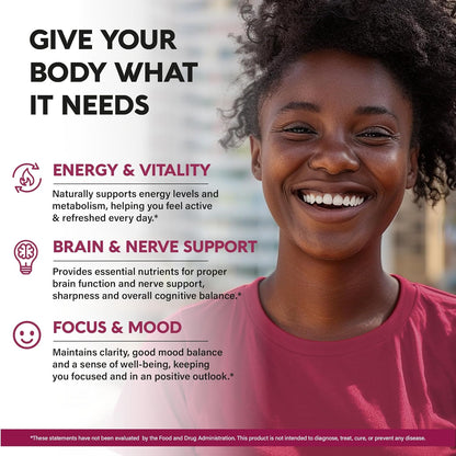 Vitamin B Complex for Men & Women - Made in USA - B-Complex: B1, B2, B3, B5, B6, B7, B8, B9, B12 with Vitamin C, Choline, Inositol - Energy, Brain & Heart Support Supplement, 60 Vegan Capsules Nirvana Guru