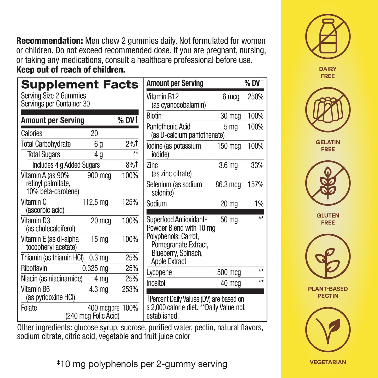 Nature's Way Alive! Men's Gummy Multivitamin, Supports Energy Metabolism*, Muscle Function*, Superfood Antioxidants(1), B-Vitamins, Vegetarian, Fruit Flavored, 60 Gummies (Packaging May Vary) - Nirvana Guru