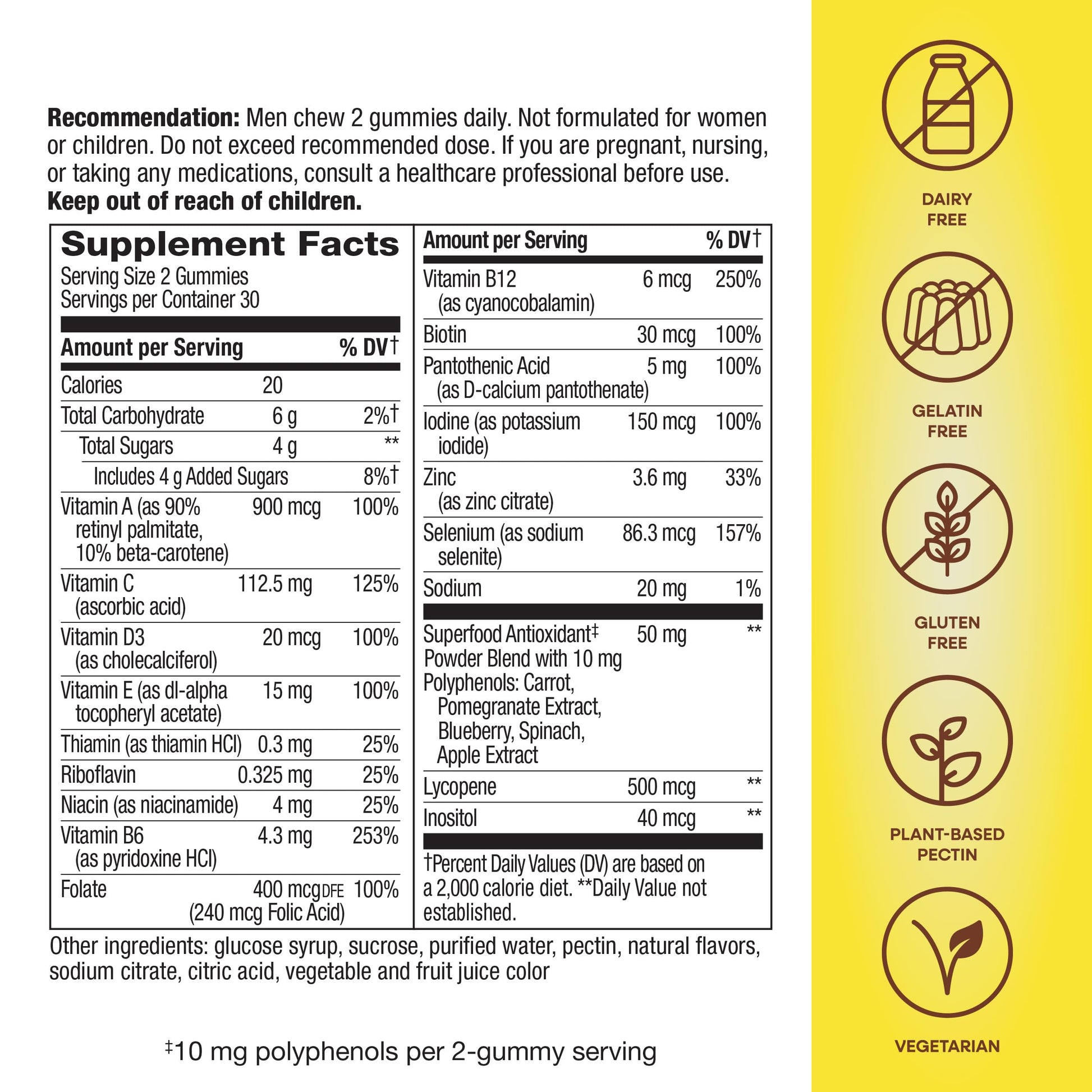Nature's Way Alive! Men's Gummy Multivitamin, Supports Energy Metabolism*, Muscle Function*, Superfood Antioxidants(1), B-Vitamins, Vegetarian, Fruit Flavored, 60 Gummies (Packaging May Vary) - Nirvana Guru