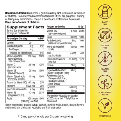Nature's Way Alive! Men's Gummy Multivitamin, Supports Energy Metabolism*, Muscle Function*, Superfood Antioxidants(1), B-Vitamins, Vegetarian, Fruit Flavored, 60 Gummies (Packaging May Vary) - Nirvana Guru