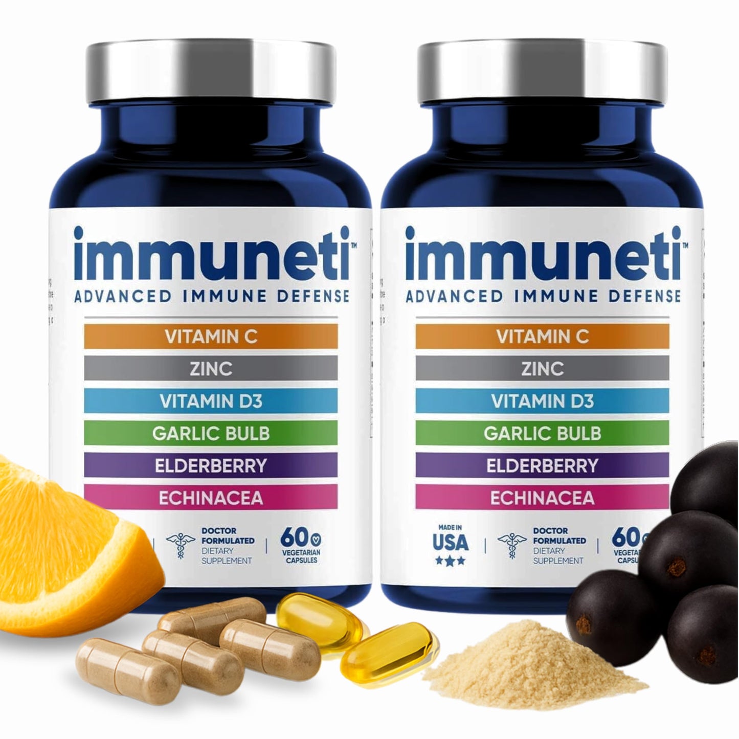 Immuneti - Advanced Immune Defense, 6-in-1 Powerful Blend of Vitamin C, Vitamin D3, Zinc, Elderberries, Garlic Bulb, Echinacea - 3 Pack - Supports Overall Health Nirvana Guru