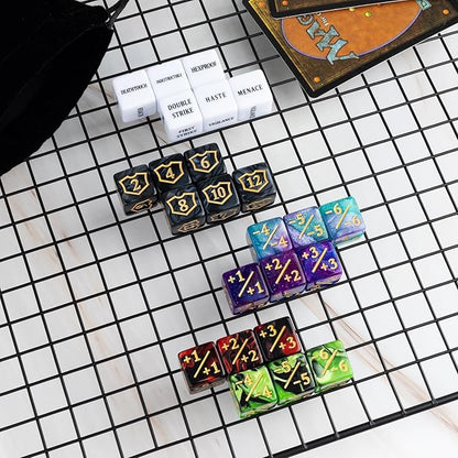 63 Pieces MTG Dice Counters Bulk Ability Keywords MTG Tokens Shield Life Counter 6 Sided Dice Set for Magic The Gathering,TCG,Cards Gaming Accessories nirvanaguru