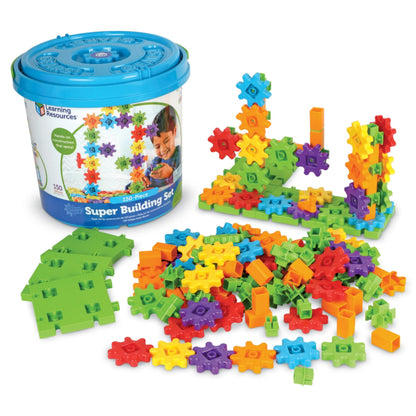 Learning Resources Gears! Gears! Gears! Super Building Toy Set, STEM Toys, Construction Toys, Gears for Kids, 150 Pieces, Ages 3+, Blue
