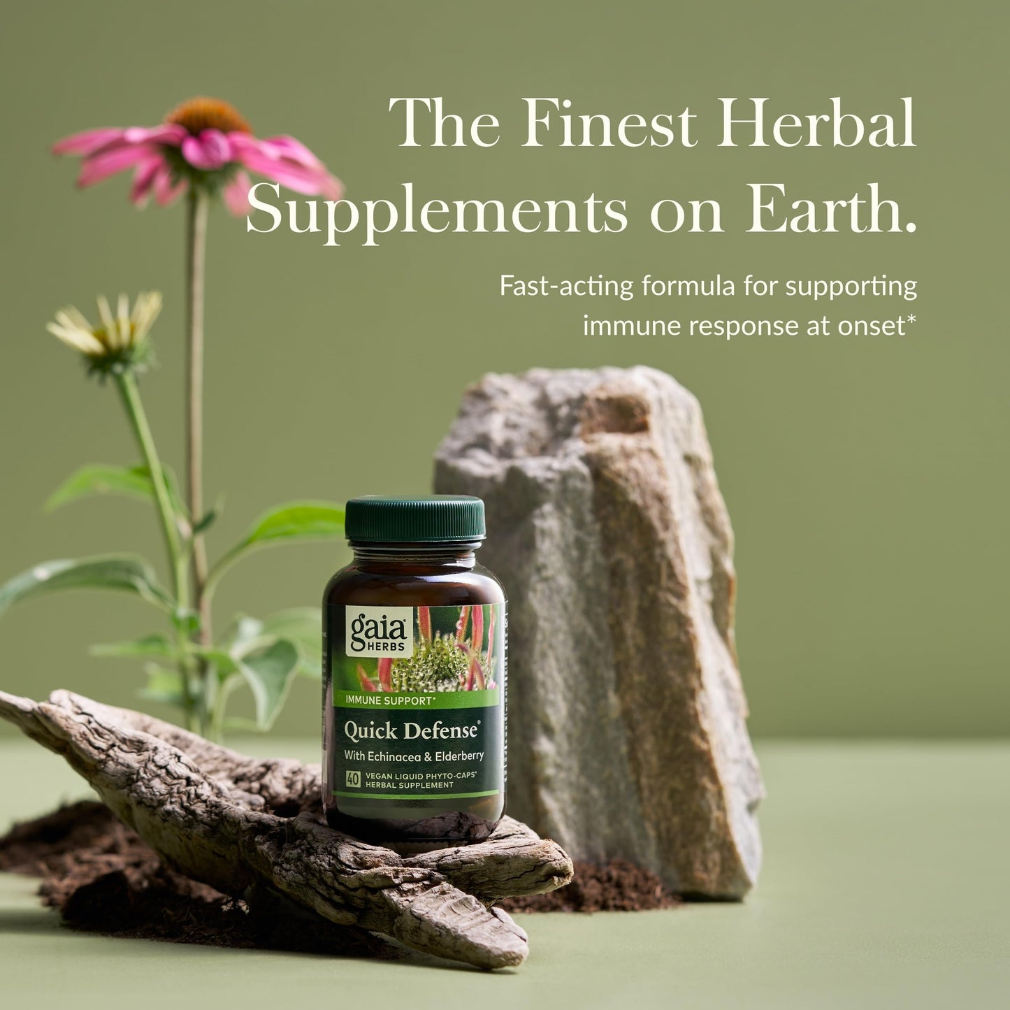 Gaia Herbs Quick Defense - Fast-Acting Immune Support Supplement for Use at Onset of Symptoms - with Echinacea, Black Elderberry, Ginger & Andrographis - 80 Vegan Liquid Phyto-Capsules (8-Day Supply) - Nirvana Guru