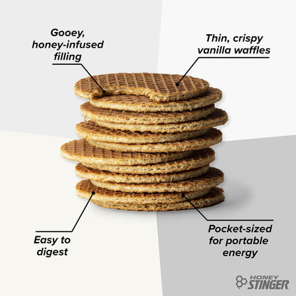 Honey Stinger Organic Honey Waffle Energy Stroopwafel for Exercise, Endurance and Performance Sports Nutrition for Home & Gym, Pre and Post Workout Box of 16 Waffles, 16.96 Ounce (Pack of 16)