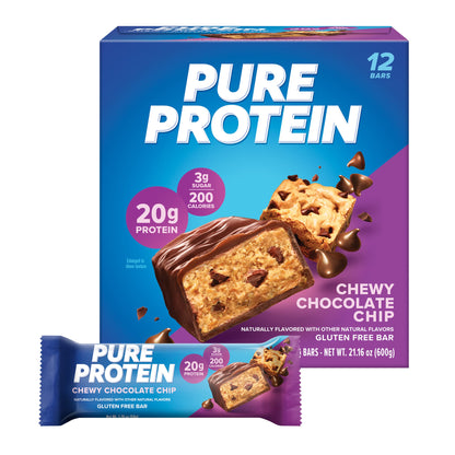Pure Protein Bars, High Protein, Nutritious Snacks to Support Energy, Low Sugar, Gluten Free, Chocolate Deluxe, 1.76 oz., 12 Count(Pack of 1) (Packaging may vary)