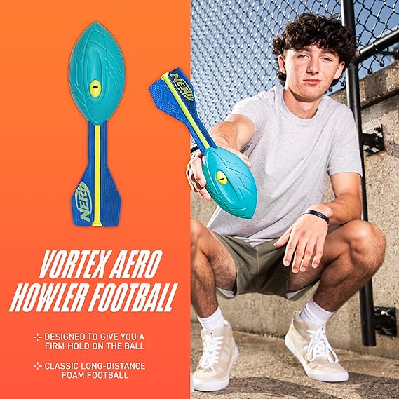 Nerf Vortex Aero Howler Neon Foam Ball, Classic Long-Distance Football, Flight-Optimizing Tail, Whistling Sound, Indoor & Outdoor Fun (Amazon Exclusive) nirvanaguru