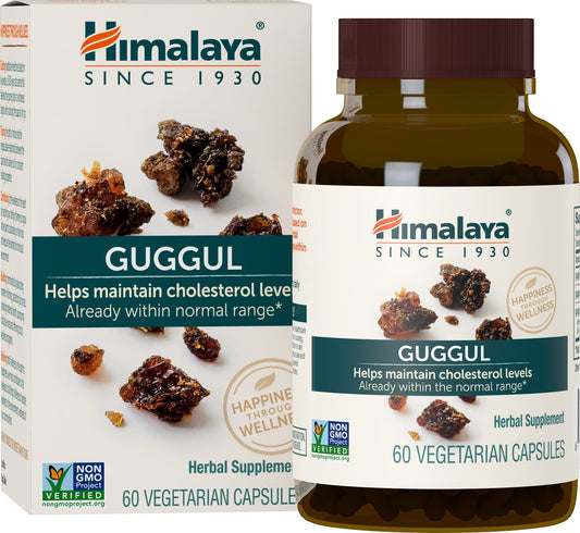 Himalaya Guggul Herbal Supplement, HDL & LDL Support, Liver Health, Liver Cleansing, Triglyceride Support, Bile Production, 720 mg, Non-GMO, Vegetarian, 60 Capsules, 1 Pack - Nirvana Guru