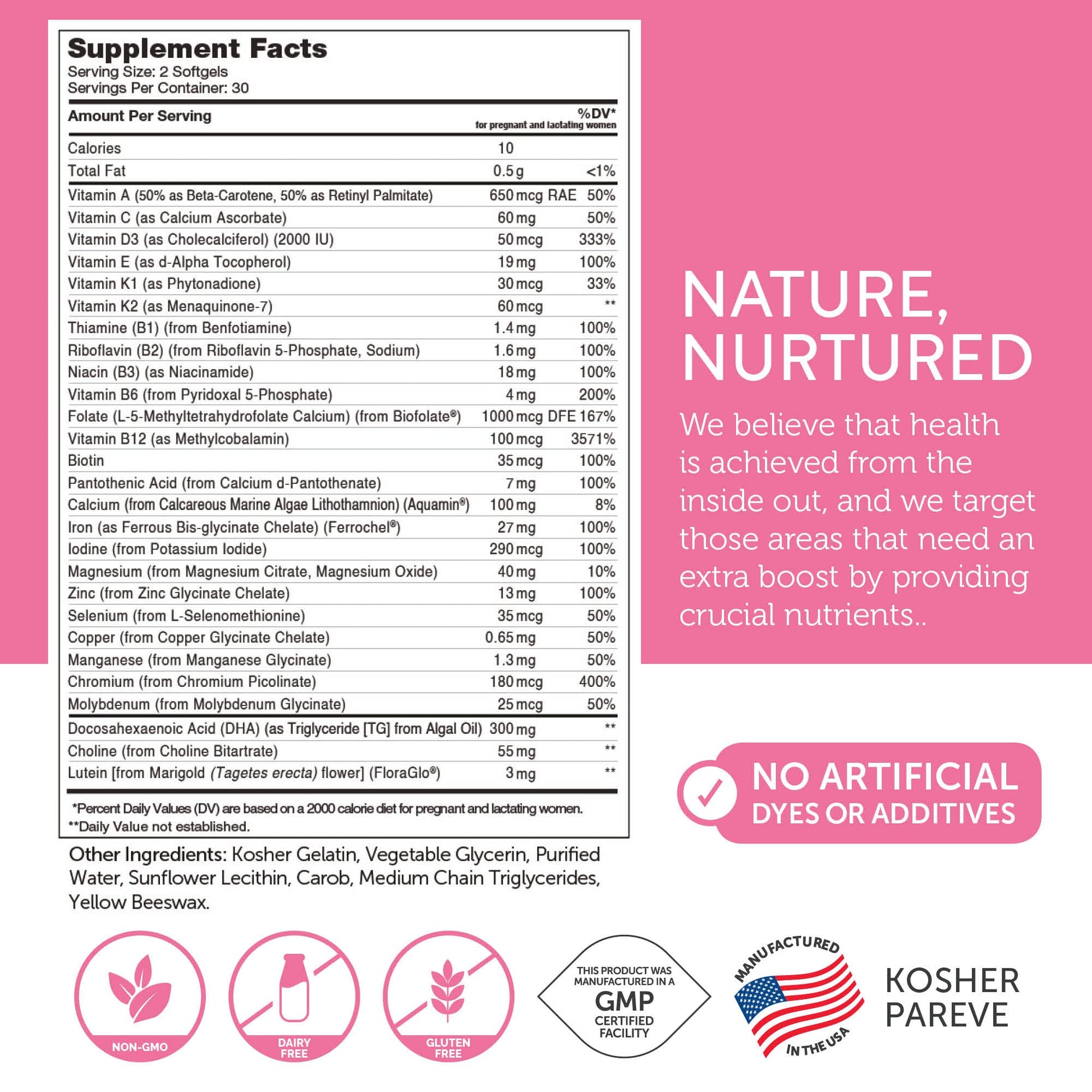 Zahler Prenatal Vitamin with DHA & Folate - DHA Supplements & Prenatal Multivitamin for Mother and Child - Kosher Prenatal DHA Prenatal Vitamins with Iron, Pre Natal Softgels 60 Count - Nirvana Guru