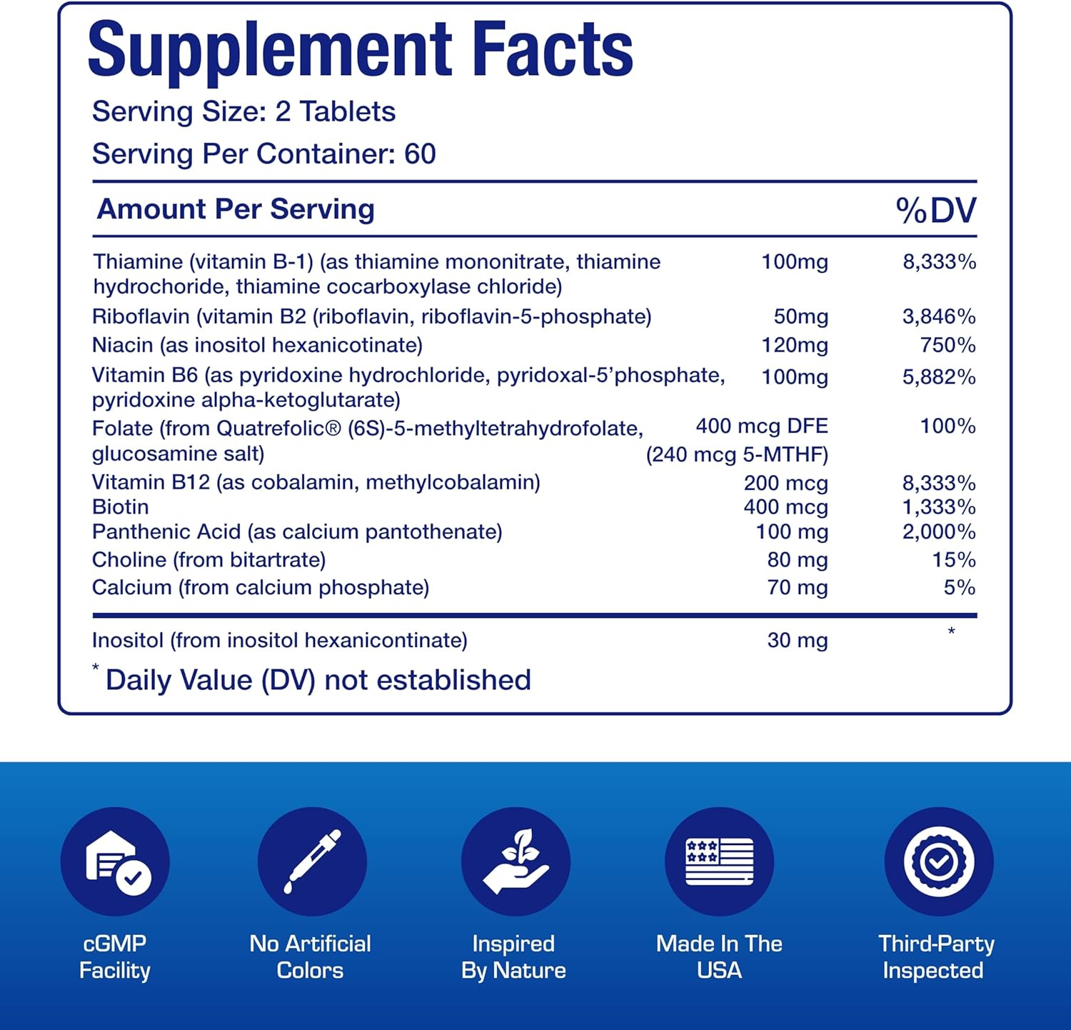 Super B Complex Methylated & Time Released - Bio Active B Complex Vitamin Supplement with Choline Inositol & 8 B Vitamins for Nervous System and Energy Metabolism Support - 2 Month Supply Nirvana Guru