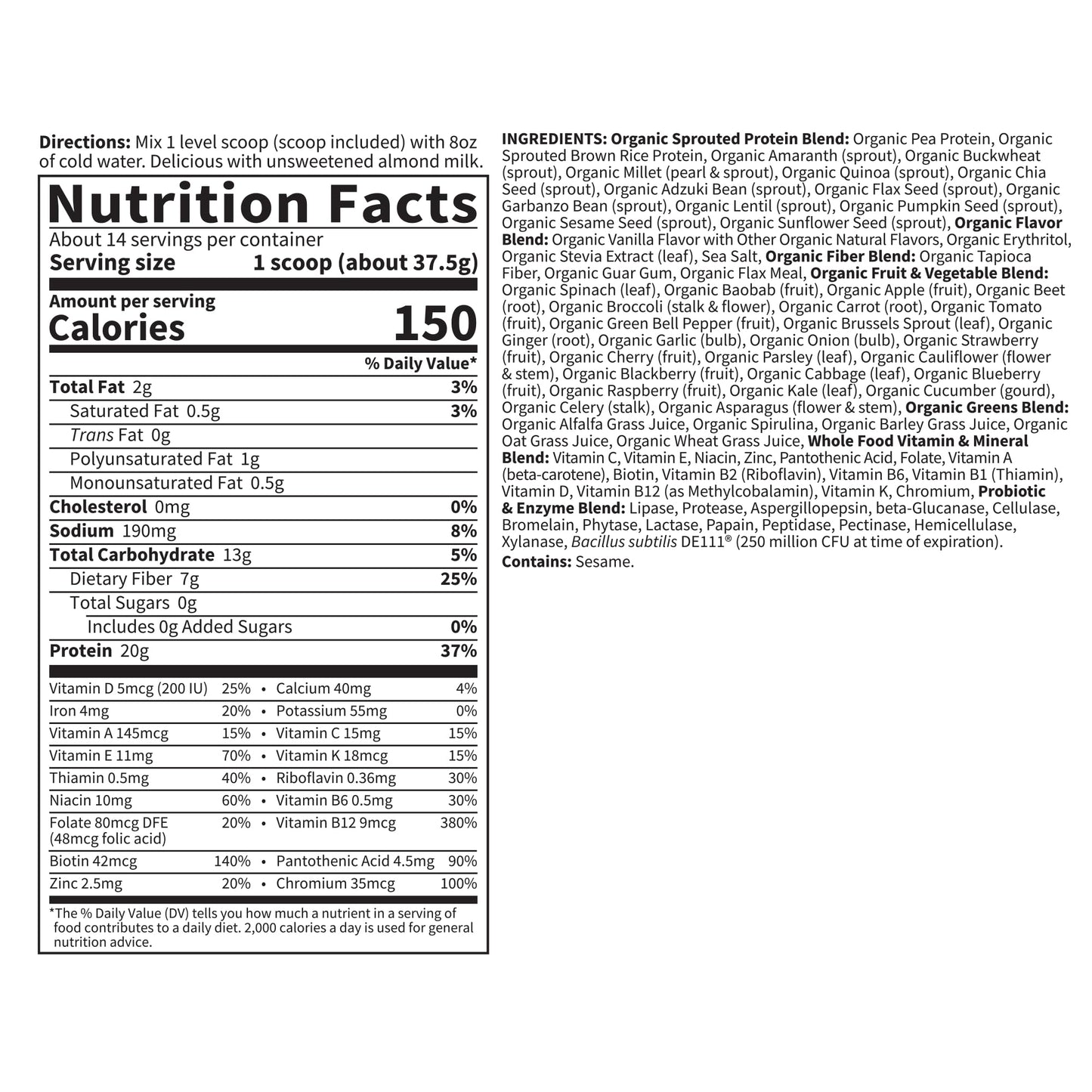 Garden of Life Meal Replacement Shakes, Vegan Raw Organic Protein Powder, Chocolate Protein Powder with Plant Based Pea Protein, Sprouts, Greens, Probiotics, Dairy Free 28 Servings - Nirvana Guru