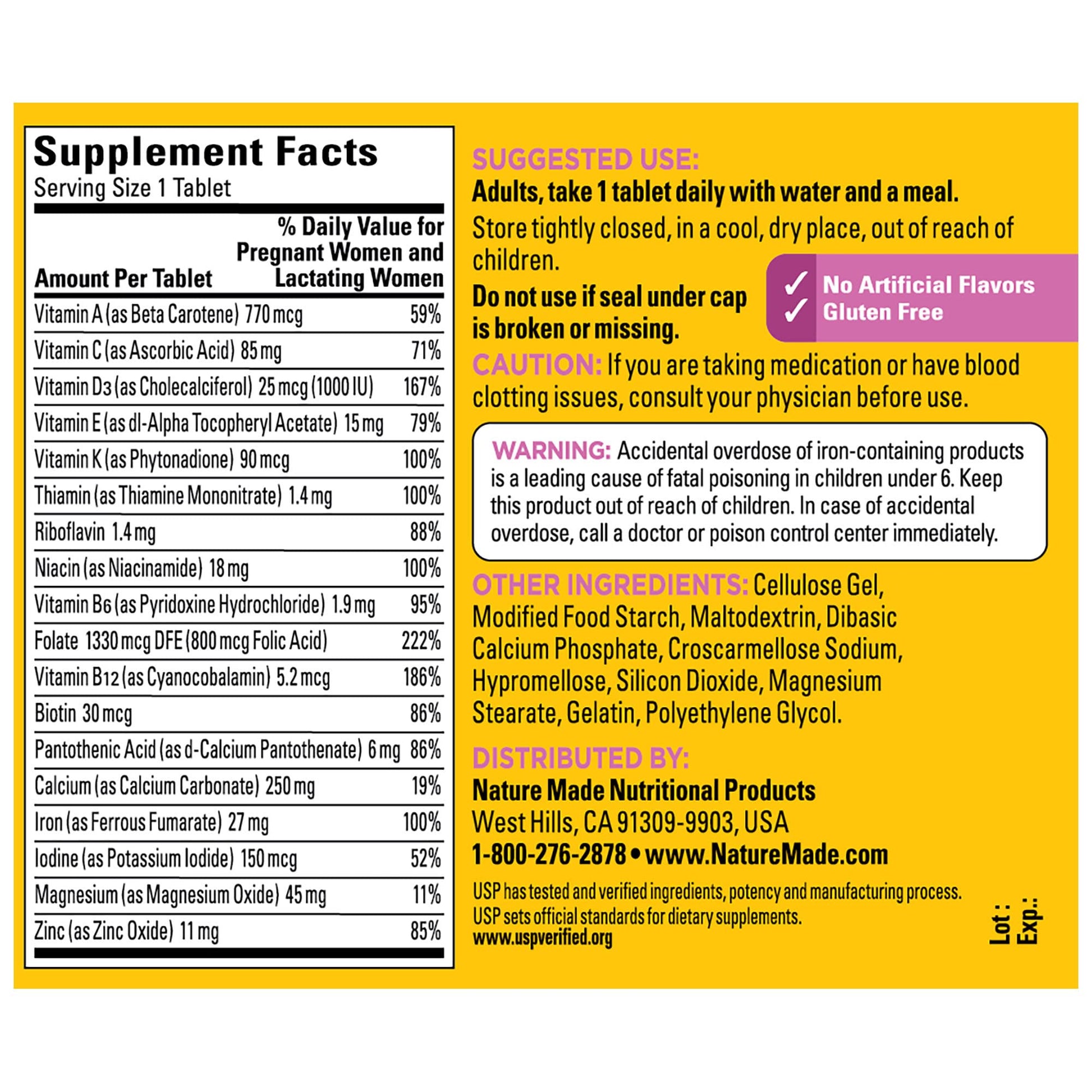 Nature Made Prenatal Multivitamin with Folic Acid, Prenatal Vitamin and Mineral Supplement for Daily Nutritional Support, 250 Tablets, 250 Day Supply - Nirvana Guru