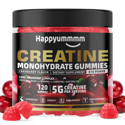 Creatine Monohydrate Gummies 5000mg for Men & Women, Chewables Creatine Monohydrate for Muscle Strength, Muscle Builder, Energy Boost, Pre-Workout Supplement(90 Count)-Strawberry.