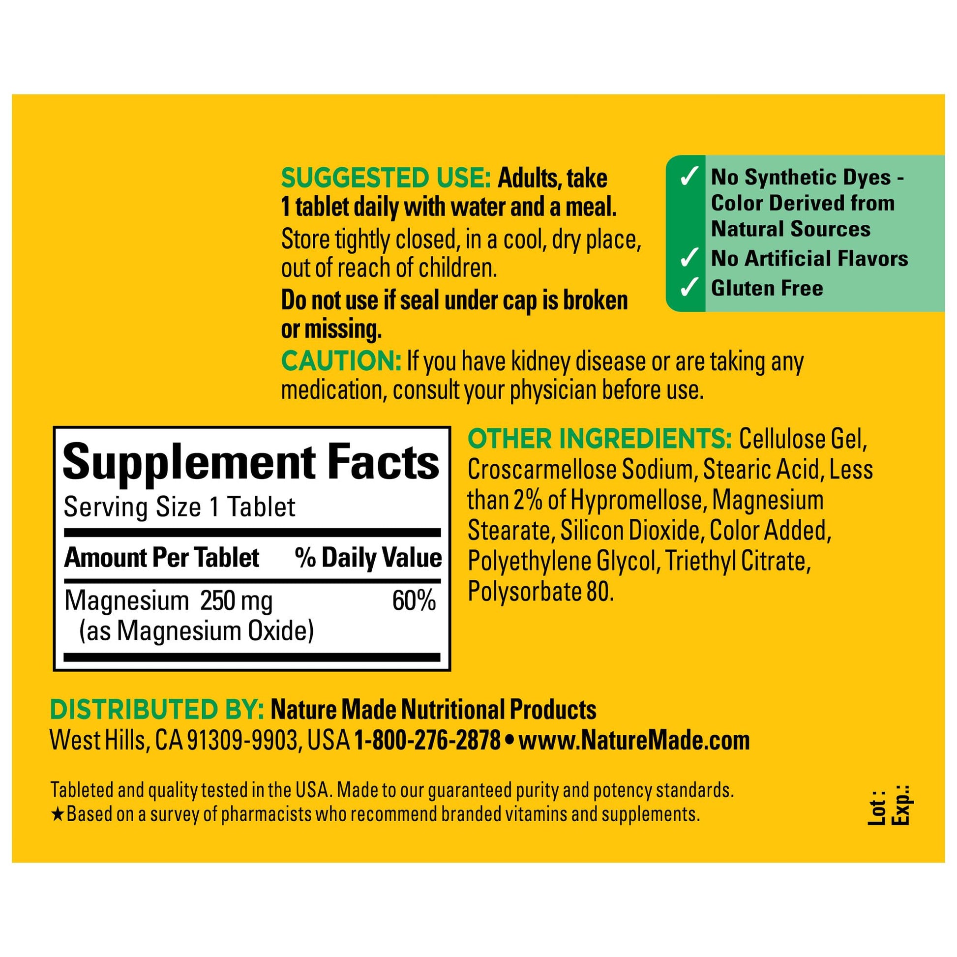 Nature Made Magnesium 250 mg, Magnesium Supplement for Muscle, Heart, Bone and Nerve Support, 90 Softgels, 90 Day Supply - Nirvana Guru