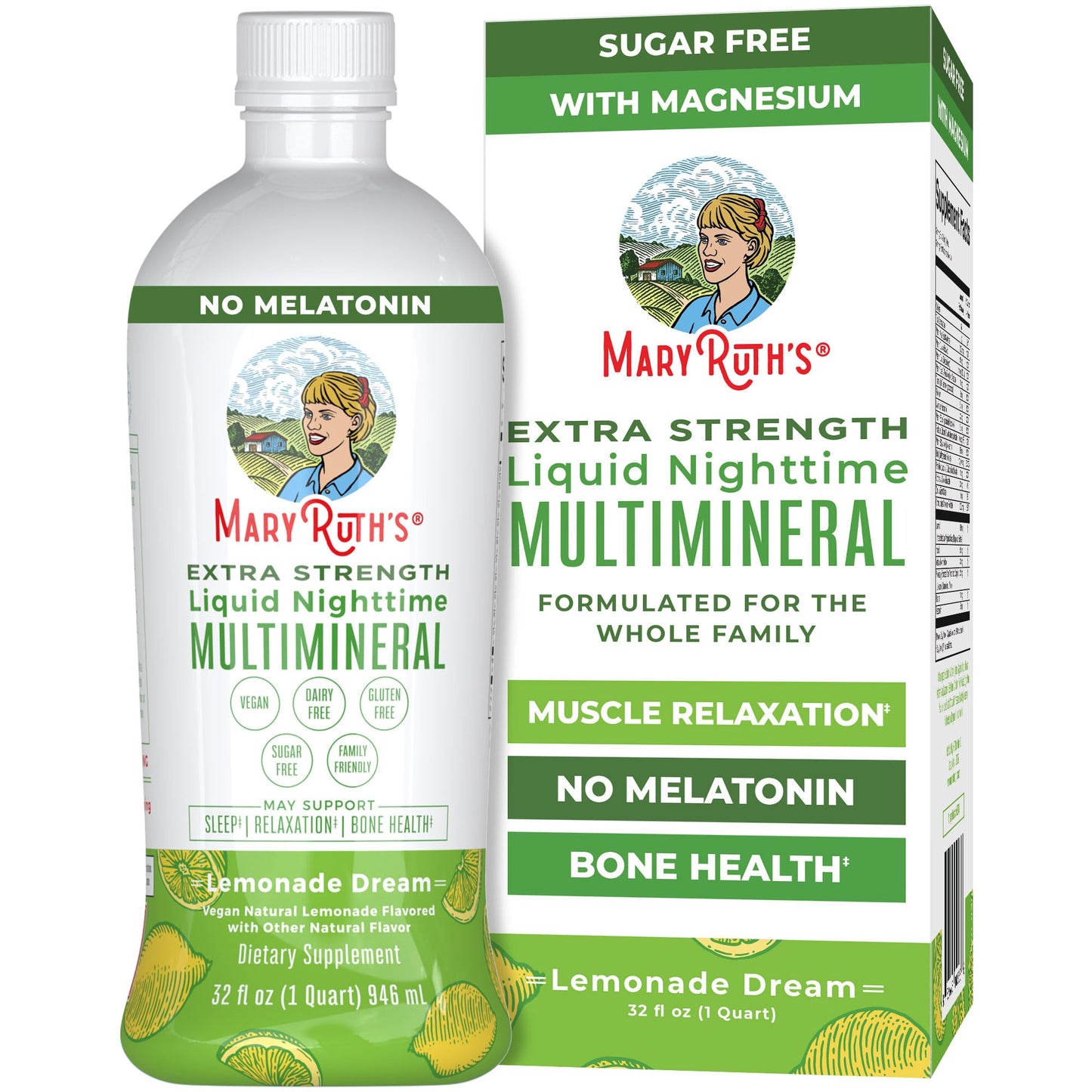 MaryRuth's Liquid Nighttime Multimineral | NO Melatonin | Bedtime Routine | Magnesium Citrate | Calcium | Zinc | Vitamin D3| Available in 4 Flavors | Vegan | Sugar Free | Gluten Free | 32 Oz - Nirvana Guru