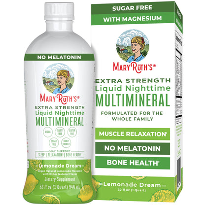 MaryRuth's Liquid Nighttime Multimineral | NO Melatonin | Bedtime Routine | Magnesium Citrate | Calcium | Zinc | Vitamin D3| Available in 4 Flavors | Vegan | Sugar Free | Gluten Free | 32 Oz - Nirvana Guru