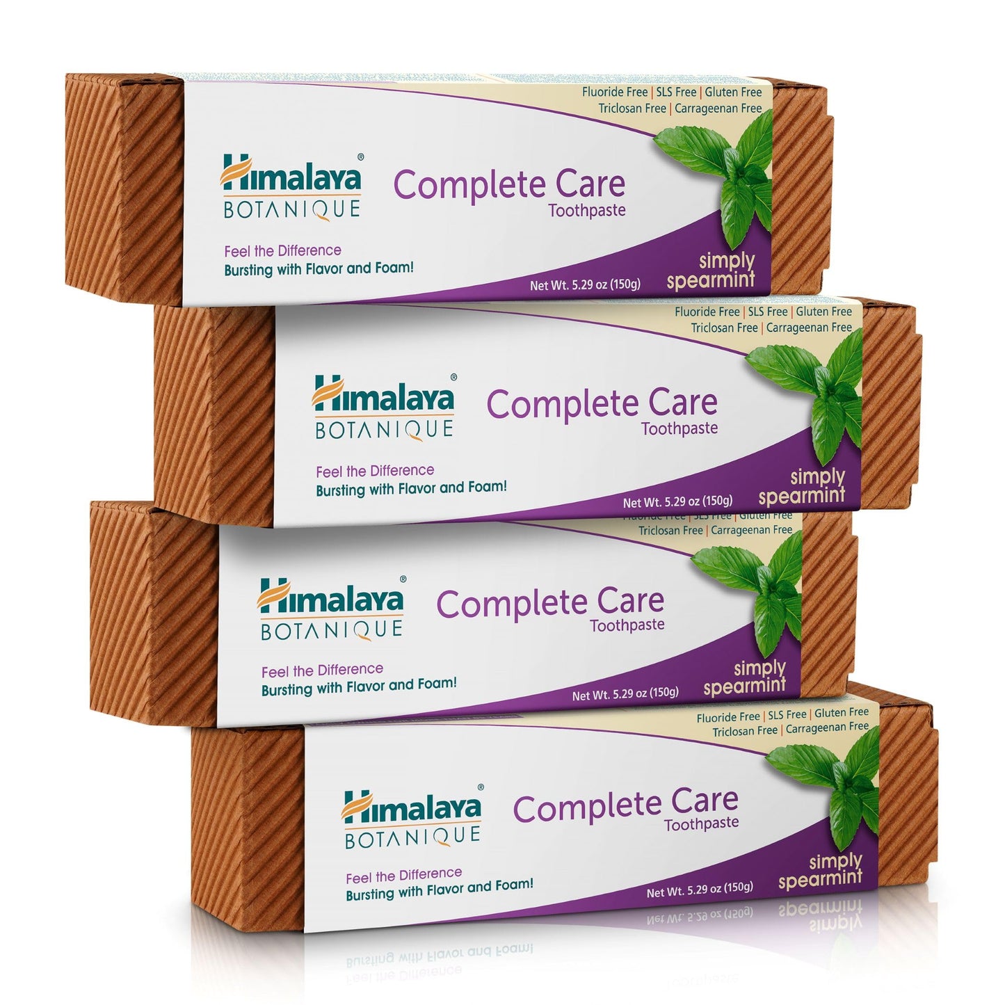Himalaya Botanique Complete Care Toothpaste, Variety Pack - Fluoride Free Toothpaste for Clean Teeth & Fresh Breath - Vegan, Gluten Free, No Artificial Flavors, 5.29 oz (Pack of 4) - Nirvana Guru