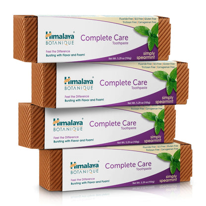 Himalaya Botanique Complete Care Toothpaste, Variety Pack - Fluoride Free Toothpaste for Clean Teeth & Fresh Breath - Vegan, Gluten Free, No Artificial Flavors, 5.29 oz (Pack of 4) - Nirvana Guru