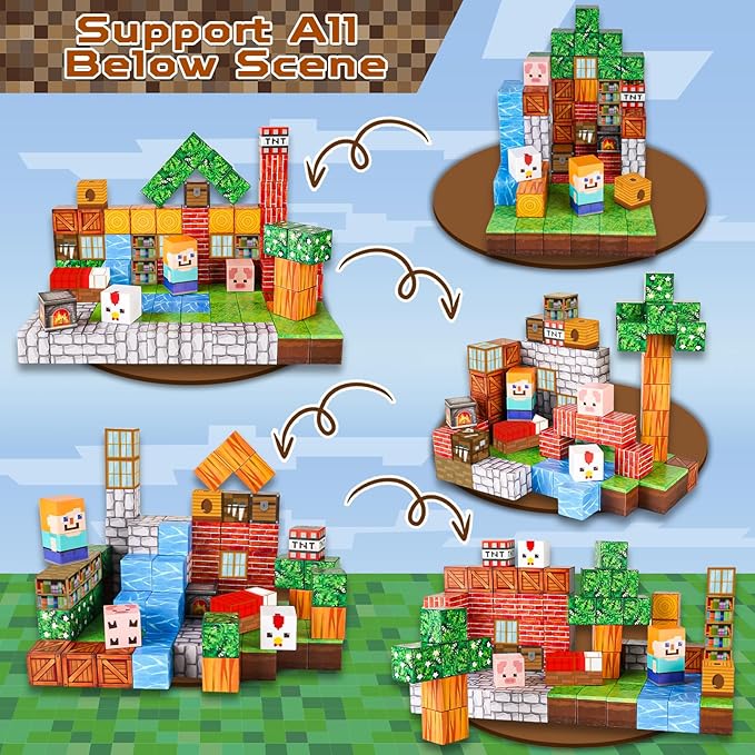 Goody King Magnetic Blocks |100PCS Magnetic Building Cube Game, Constructions Toys for Boys & Girls Age 3-4, 5 6 7 8 9 10, STEM Montessori Stacking Toy, Sensory Tiles Building Birthday for Toddlers Nirvana Guru