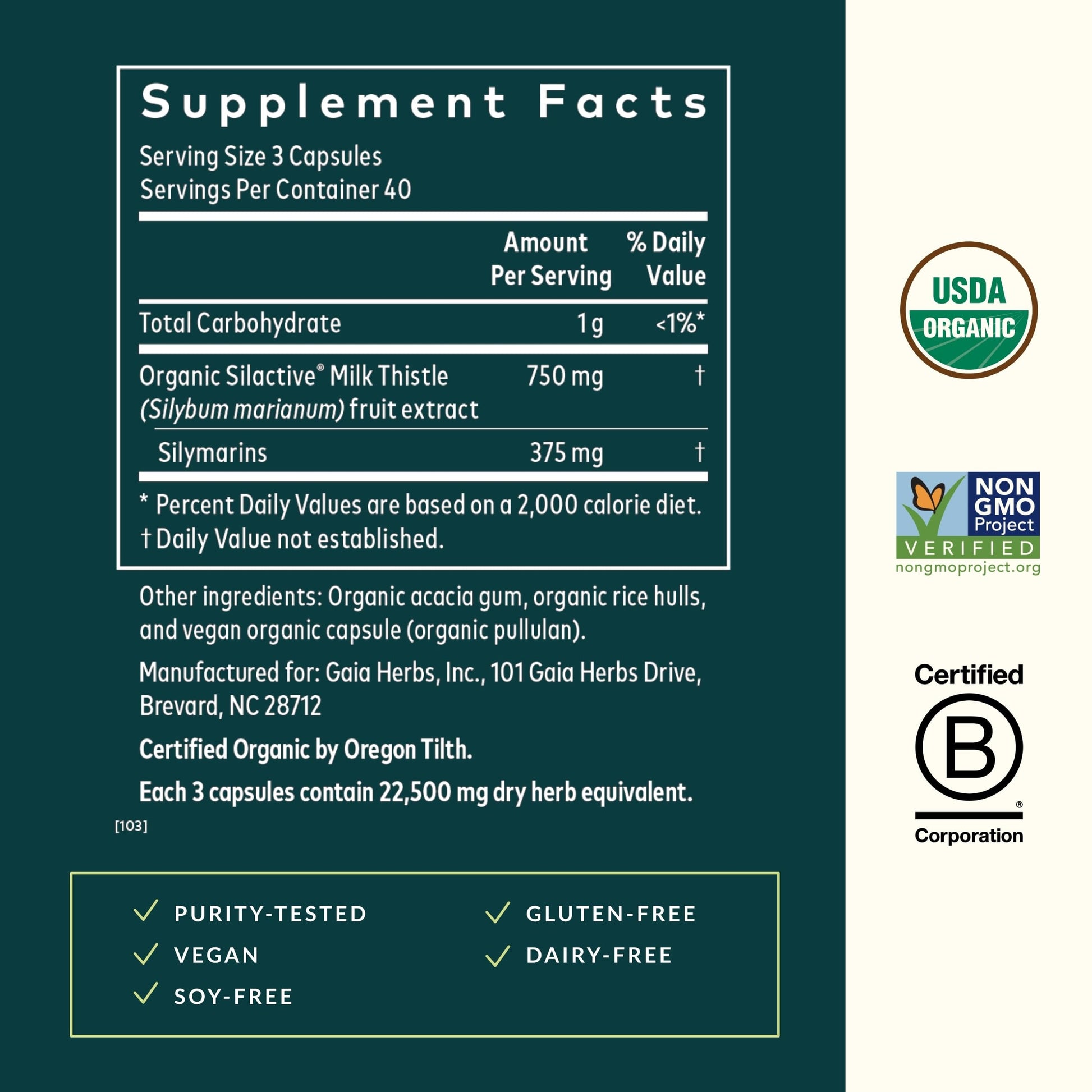 Gaia Herbs Milk Thistle - Liver Supplement & Cleanse Support for Maintaining Healthy Liver Function* - 60 Vegan Capsules (20-Day Supply) - Nirvana Guru