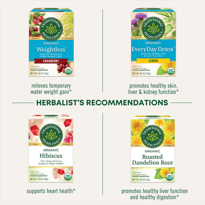 Traditional Medicinals Tea, Organic EveryDay Detox Dandelion, Supports Healthy Liver & Kidney Function, Detox, 16 Tea Bags - Nirvana Guru